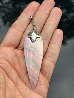 Vintage Abalone Shell & Sterling Silver Pendant | 925 | No Chain | 1990s